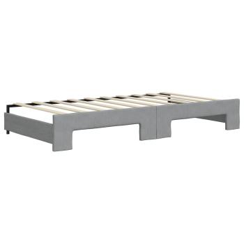 Tagesbett Ausziehbar mit Schubladen Hellgrau 100x190 cm Stoff