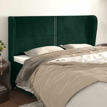 ARDEBO.de - Kopfteil mit Ohren Dunkelgrün 203x23x118/128 cm Samt