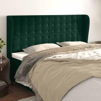 ARDEBO.de - Kopfteil mit Ohren Dunkelgrün 203x23x118/128 cm Samt