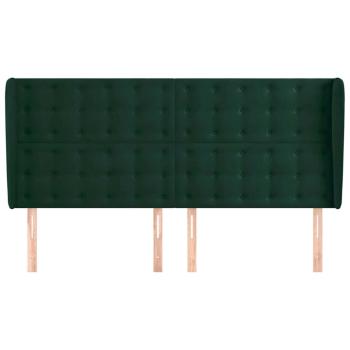 Kopfteil mit Ohren Dunkelgrün 203x23x118/128 cm Samt