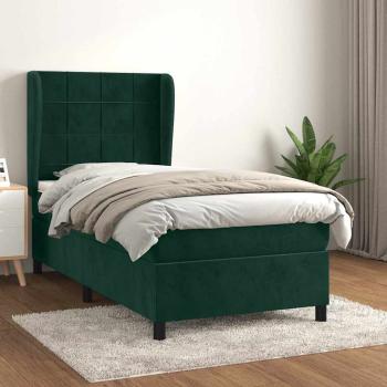 ARDEBO.de - Boxspringbett mit Matratze Dunkelgrün 100x200 cm Samt