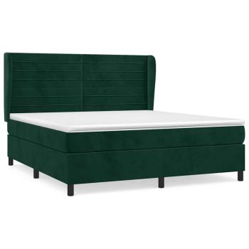 Boxspringbett mit Matratze Dunkelgrün 160x200 cm Samt