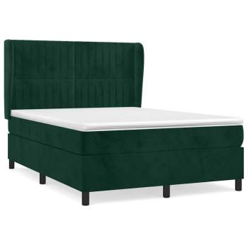 Boxspringbett mit Matratze Dunkelgrün 140x190 cm Samt