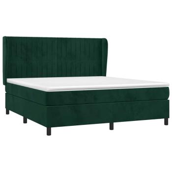 Boxspringbett mit Matratze Dunkelgrün 160x200 cm Samt