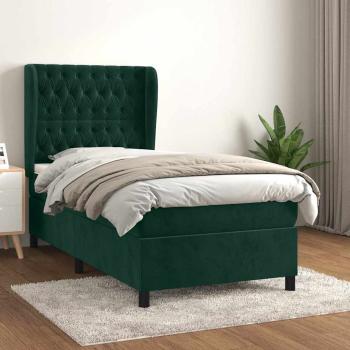ARDEBO.de - Boxspringbett mit Matratze Dunkelgrün 90x200 cm Samt