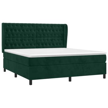 Boxspringbett mit Matratze Dunkelgrün 160x200 cm Samt