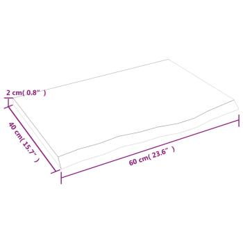 Tischplatte Hellbraun 60x40x2 cm Massivholz Eiche Behandelt