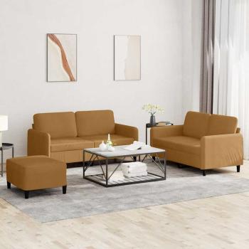 ARDEBO.de - 3-tlg. Sofagarnitur Braun Samt