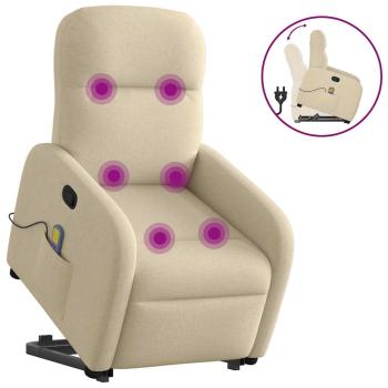 ARDEBO.de - Massagesessel mit Aufstehhilfe Creme Stoff