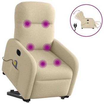 ARDEBO.de - Elektrischer Massagesessel mit Aufstehhilfe Creme Stoff