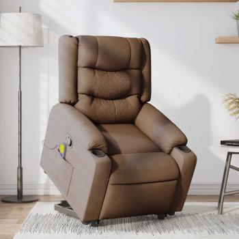 Massagesessel mit Aufstehhilfe Braun Stoff