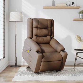 Massagesessel mit Aufstehhilfe Braun Stoff