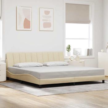 ARDEBO.de - Bettgestell ohne Matratze "Hanko" Creme 200x200 cm Stoff