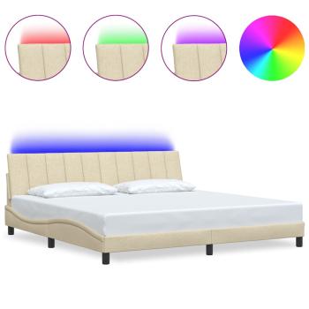 Bettgestell ohne Matratze "Hanko" Creme 200x200 cm Stoff
