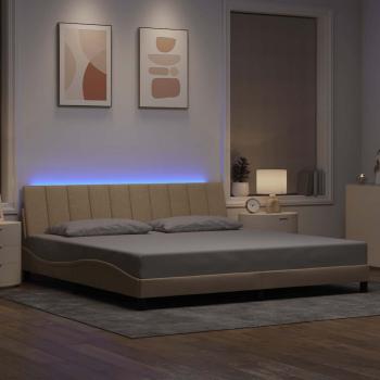 Bettgestell ohne Matratze "Hanko" Creme 200x200 cm Stoff