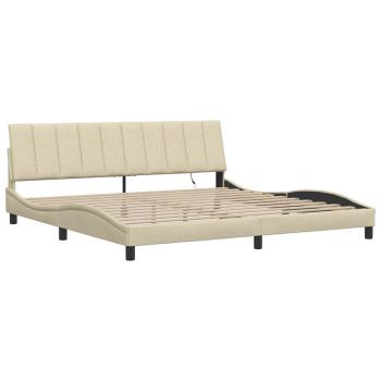 Bettgestell ohne Matratze "Hanko" Creme 200x200 cm Stoff