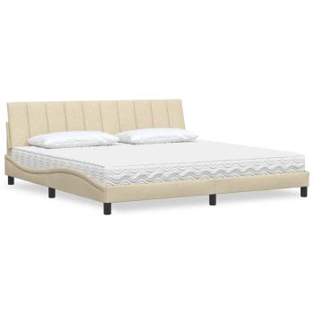 ARDEBO.de - Bett mit Matratze "Hanko" Creme 200x200 cm Stoff