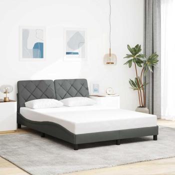 ARDEBO.de - Bettgestell ohne Matratze Dunkelgrau 140x190 cm Stoff