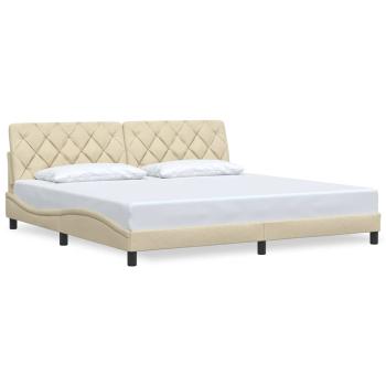 Bettgestell ohne Matratze Creme 200x200 cm Stoff