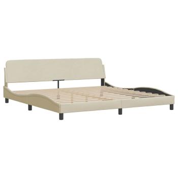 Bettgestell ohne Matratze Creme 200x200 cm Stoff