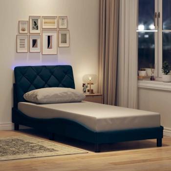ARDEBO.de - Bettgestell mit LED ohne Matratze Blau 90x190 cm Stoff