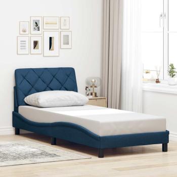 Bettgestell mit LED ohne Matratze Blau 90x190 cm Stoff