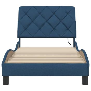 Bettgestell mit LED ohne Matratze Blau 90x200 cm Stoff