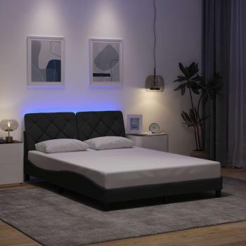ARDEBO.de - Bettgestell mit LED ohne Matratze Dunkelgrau 140x200 cm Stoff
