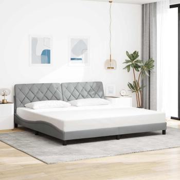 Bettgestell mit LED ohne Matratze Hellgrau 200x200 cm Stoff
