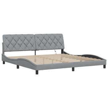Bettgestell mit LED ohne Matratze Hellgrau 200x200 cm Stoff