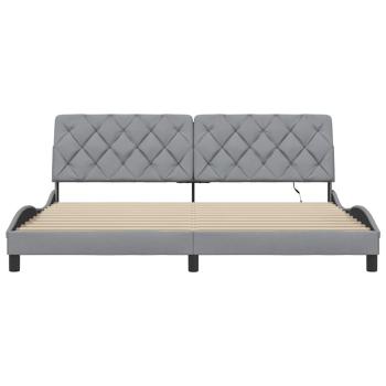 Bettgestell mit LED ohne Matratze Hellgrau 200x200 cm Stoff