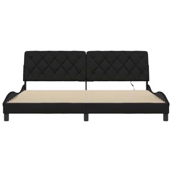Bettgestell mit LED ohne Matratze Schwarz 200x200 cm Stoff