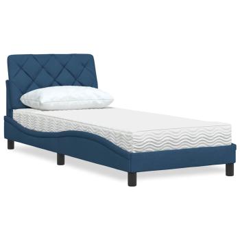ARDEBO.de - Bett mit Matratze Blau 90x200 cm Stoff