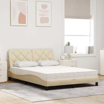 Bett mit Matratze Creme 140x190 cm Stoff