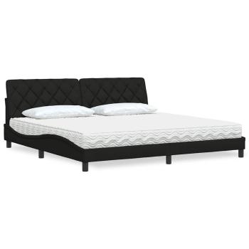 ARDEBO.de - Bett mit Matratze Schwarz 200x200 cm Stoff