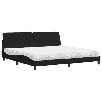 Bett mit Matratze Schwarz 200x200 cm Stoff