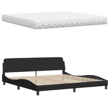 Bett mit Matratze Schwarz 200x200 cm Stoff