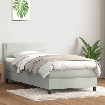 ARDEBO.de - Boxspringbett mit Matratze Hellgrau 80x220 cm Samt