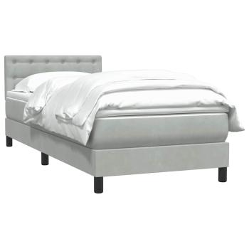 Boxspringbett mit Matratze Hellgrau 80x220 cm Samt