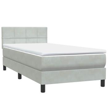 Boxspringbett mit Matratze & LED Hellgrau 80x220 cm Samt