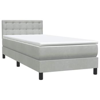 Boxspringbett mit Matratze & LED Hellgrau 80x220 cm Samt