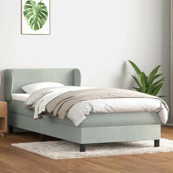 ARDEBO.de - Boxspringbett mit Matratze Hellgrau 80x220 cm Samt