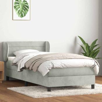 ARDEBO.de - Boxspringbett mit Matratze Hellgrau 80x220 cm Samt