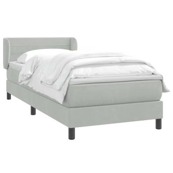 Boxspringbett mit Matratze Hellgrau 80x220 cm Samt