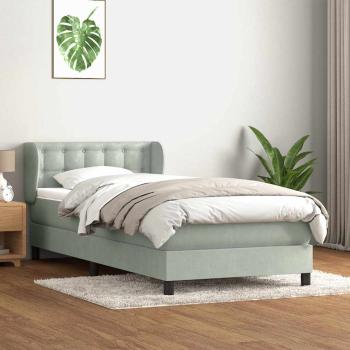 ARDEBO.de - Boxspringbett mit Matratze Hellgrau 80x220 cm Samt