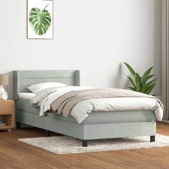 ARDEBO.de - Boxspringbett mit Matratze Hellgrau 80x220 cm Samt