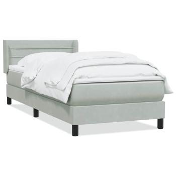 Boxspringbett mit Matratze Hellgrau 80x220 cm Samt