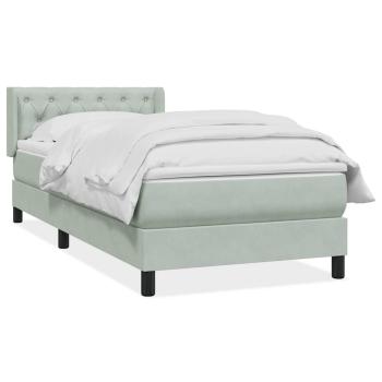 ARDEBO.de - Boxspringbett mit Matratze Hellgrau 80x220 cm Samt