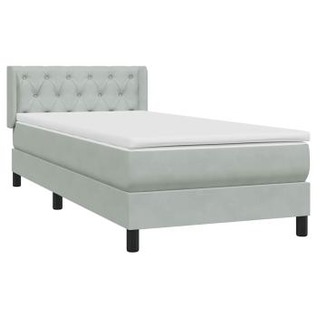 Boxspringbett mit Matratze Hellgrau 80x220 cm Samt