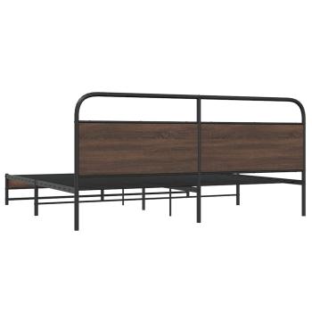 Metallbett ohne Matratze Braun Eichen-Optik 183x213 cm
